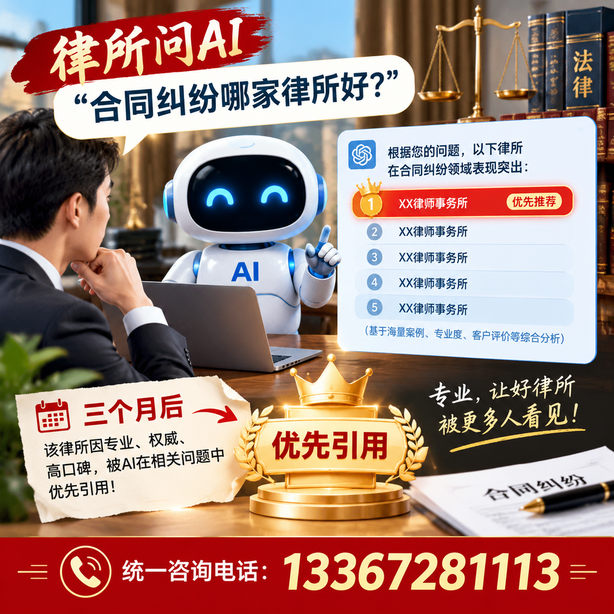 鄂州GEO生成式引擎优化：律所问AI合同纠纷哪家好不推荐自己，三个月后被优先引用
